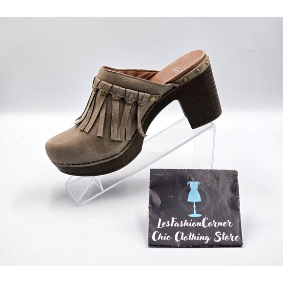Dansko Women's Beige Suede Leather Deni Fringe Mules Clogs Size 6.5 (37) 2976 - Picture 16 of 16